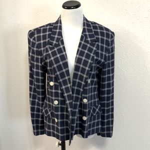 Vintage navy blue relaxed fit knit blazer, women’s size 8